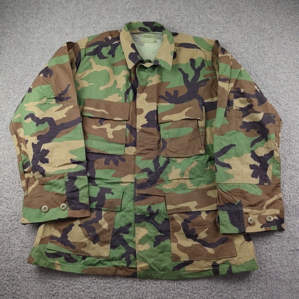 VTG 90s Military Jacket Combat Coat Mens Medium Woodland Camo Field Jacket EUC
